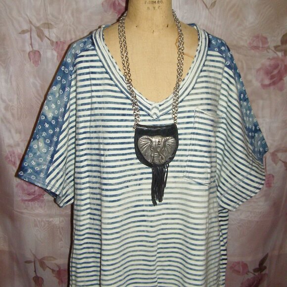 ONE of a KIND! Unique Statement Necklace Vintage Elephant Head Metal and Leather - Picture 4 of 10